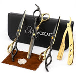 HASTHIP® Kit Profesional de Tijeras para Corte de Cabello Acero Inoxidable,Tijeras Peluquería Rectas y Entresacar,Herramientas Barbería con Bolsa para Hogar y Salón
