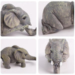 HASTHIP Elephant Sitter Decor Set for Home or Office featuring Hanging Edge Resin Figurines