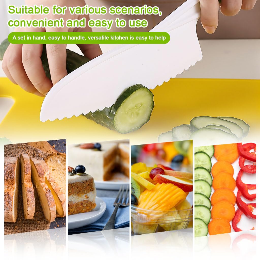 HASTHIP Kids Bread Cutter Set for Montessori Learning with 4 Child Safe Serrated Tools | Food Grade PP