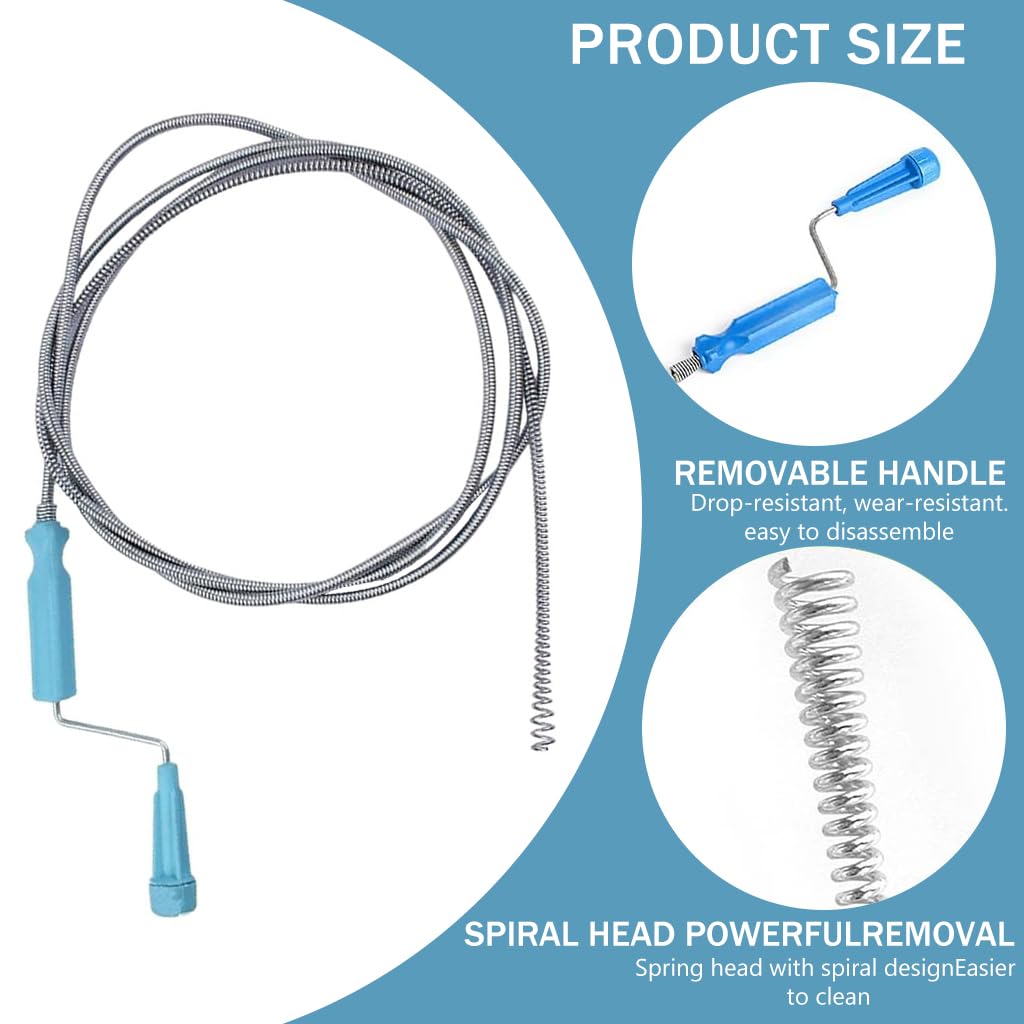 9.8ft Stainless Steel Drain Cleaner Tool, Spiral Spring Pipe Design, Sink & Tub Drain Dredge Tool, Sewer Cleaning Tool for Bathroom, Kitchen & Toilet