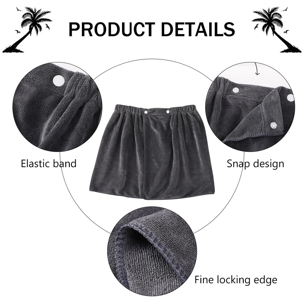 HASTHIP Bath Towel for Men with Snap Button Closure and Elastic Waist | 12 x 55 in Soft Microfiber Quick Dry Wrap
