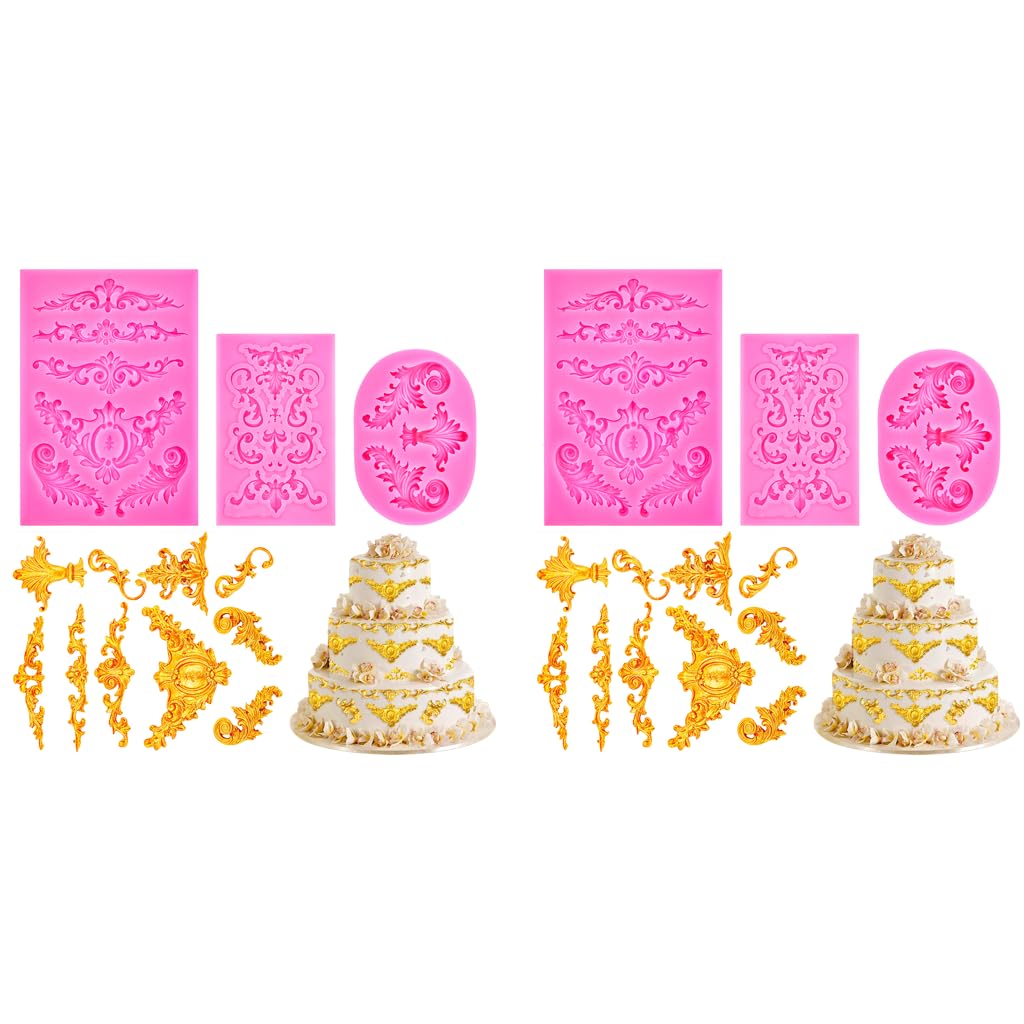 HASTHIP Fondant Silicone Molds Set of 6PCS for Cake Design with Food Grade Material