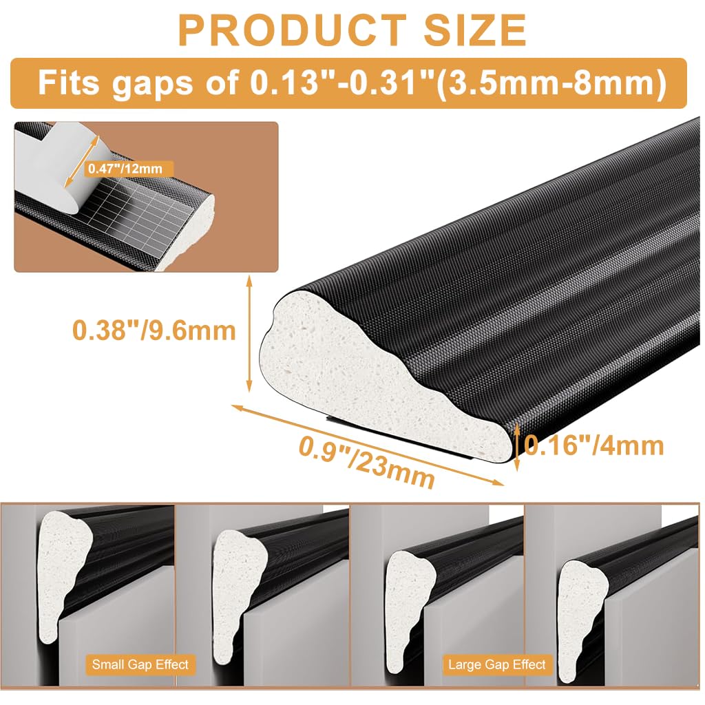 HASTHIP Window Weather Stripping for Doors and Windows with 5m Adhesive Foam | Wedge Design Black Rubber Seal