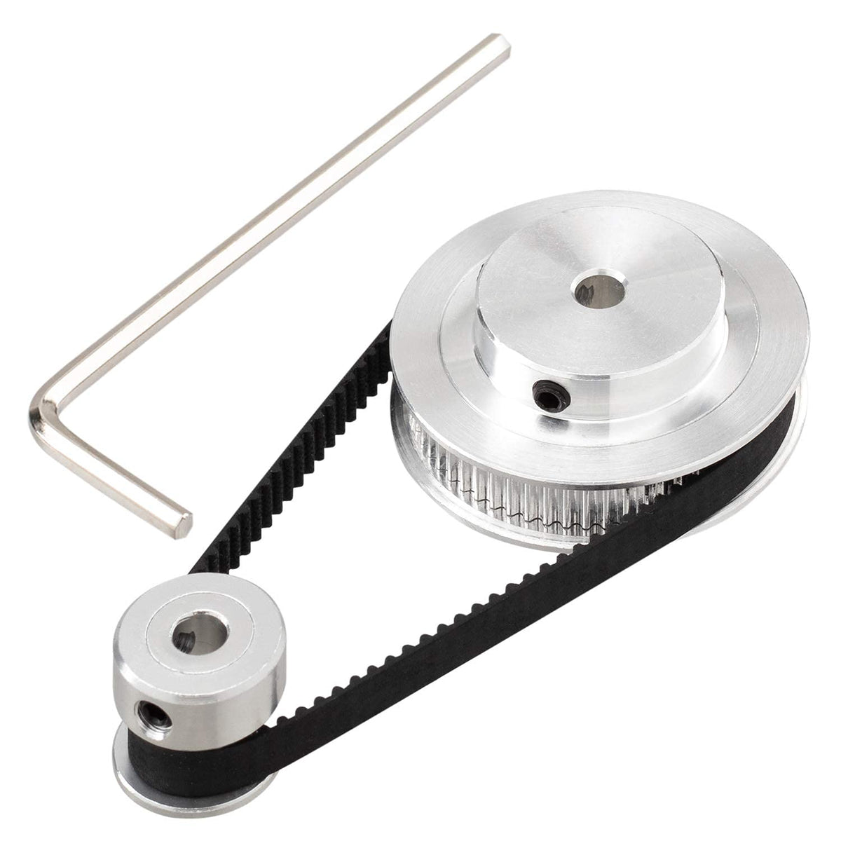 HASTHIP® Polea Sincrónica GT2 20 y 60 Dientes 5mm Eje,Rueda Dentada de Aluminio con Correa Cerrada 200mm Largo 6mm Ancho para Impresora 3D,CNC y Proyectos de Bricolaje Precisión