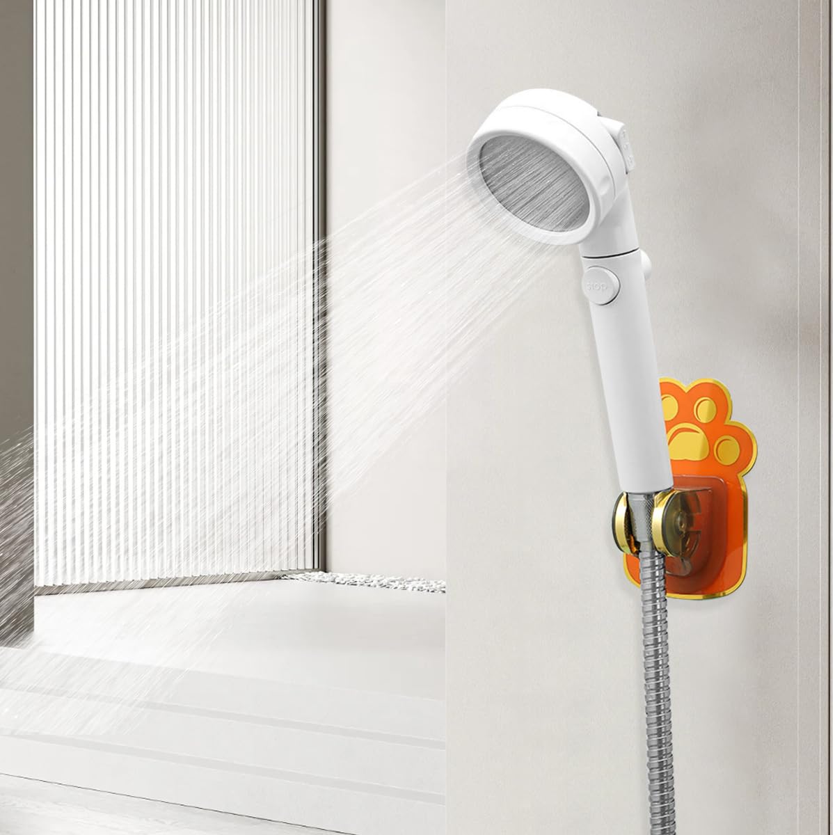 HASTHIP Self Adhesive Shower Head for Bathroom and Toilet with Adjustable Wall Mount | 2Pcs Waterproof PVC ABS Holder