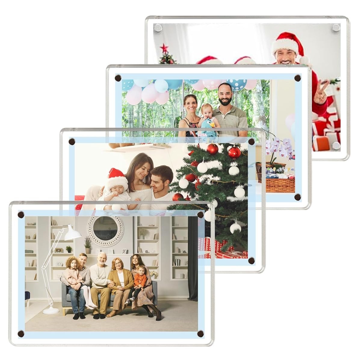 HASTHIP Acrylic Magnetic Photo Frame for Fridge with Strong Hold and 6×4 in Size | 4 Pack Transparent Display