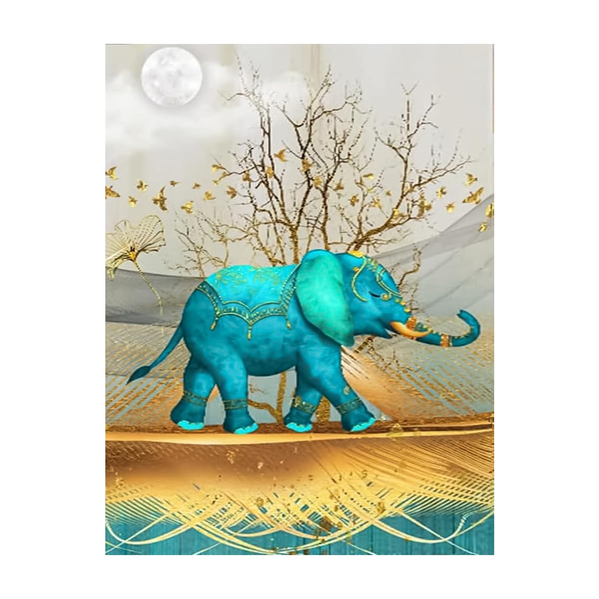 HASTHIP Diamond Painting Kit for Home Decor featuring 12x16 in Blue Elephant Canvas | Gift for Adults and Kids