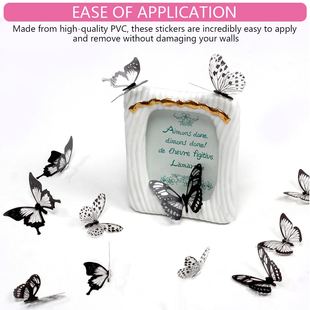 HASTHIP Butterfly Wall Stickers for Home Decor featuring 3D Effect and 36Pcs PVC Set | Black and White