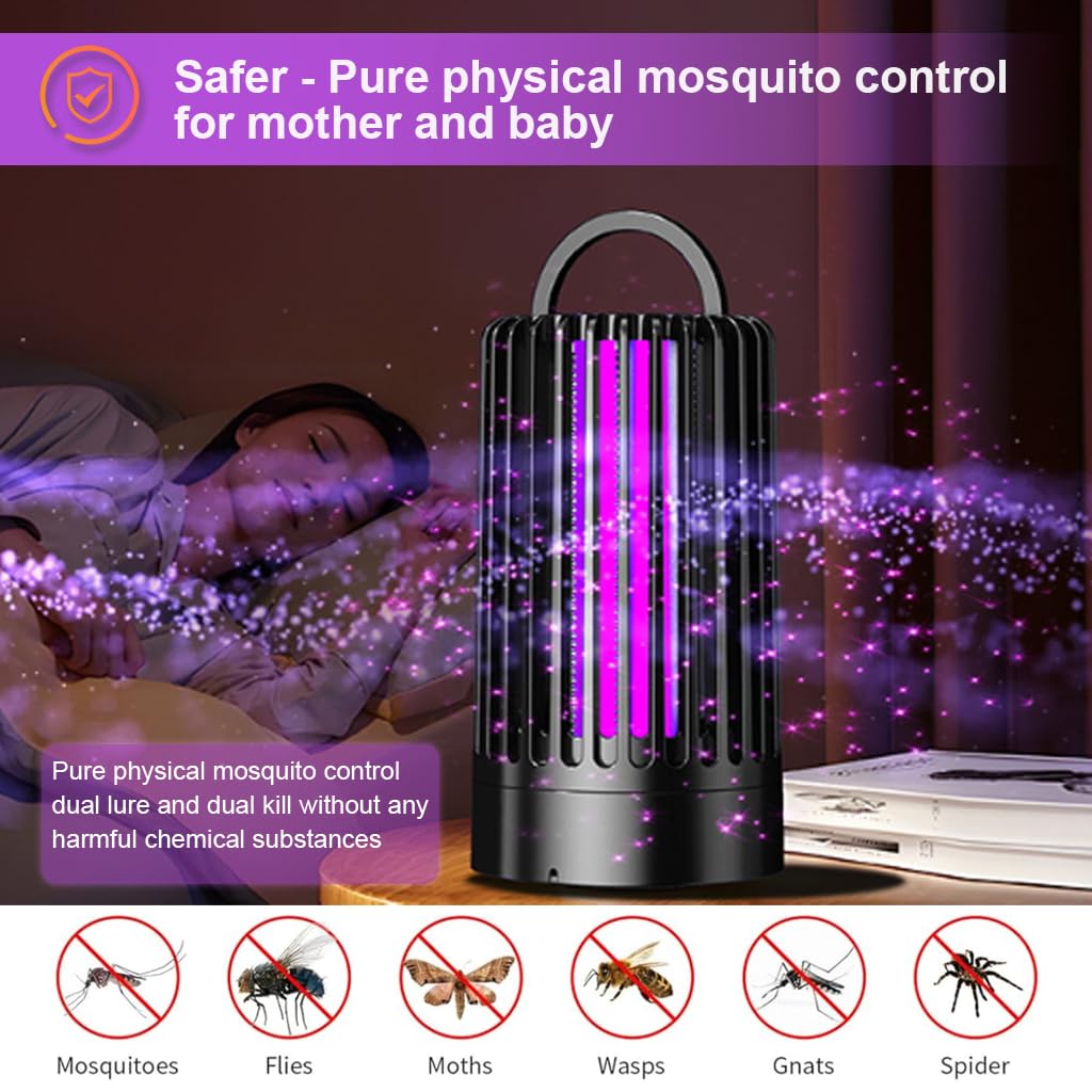 HASTHIP UV Mosquito Killer Lamp for Indoor Outdoor Use with 3600V Grid and Light Sensor | USB Powered Quiet Operation
