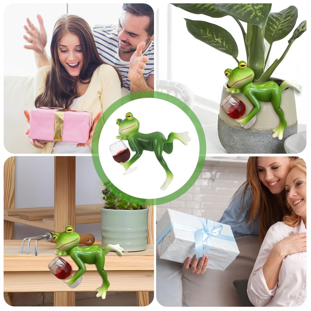 HASTHIP Resin Frog Decor for Planters and Fish Tanks featuring Hangable Design 2.36 in Green Figurine