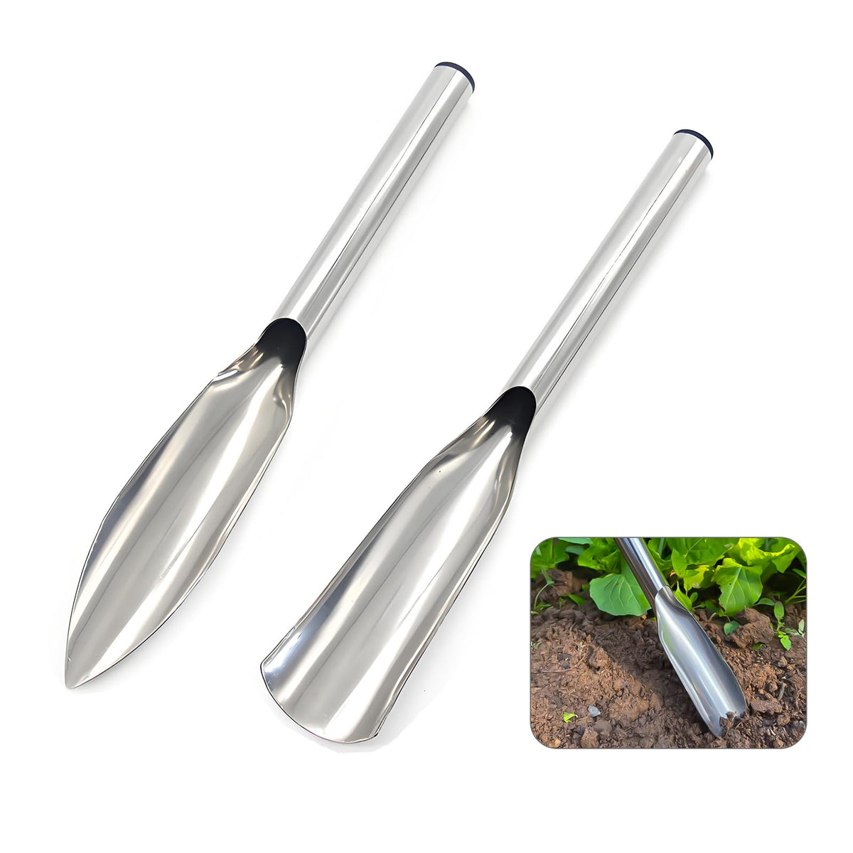 HASTHIP® 32cm Stainless Steel Garden Trowel 2Pcs - Silver