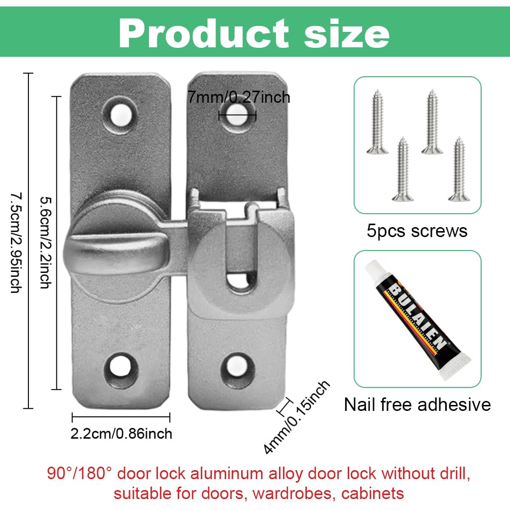 HASTHIP Door Latch Lock for Gate and Closet with 90°/180° Adjustable Design | Zinc Alloy