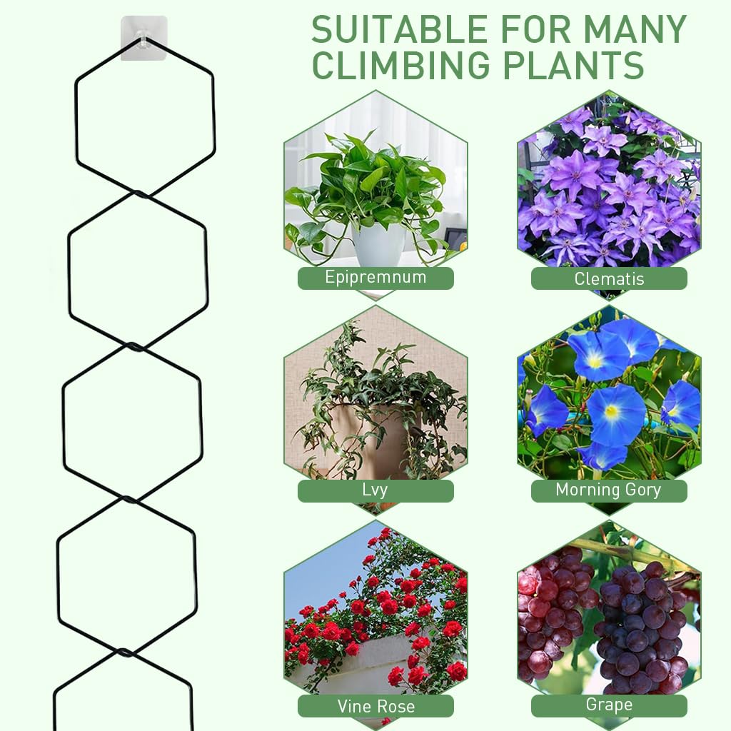 HASTHIP Garden Chain Trellis for Climbing Plants featuring 36PCS 228cm Hexagon Metal Design | Indoor Outdoor Vine Support