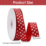 HASTHIP Red Polka Dot Ribbon Roll for Gift Wrapping and Crafts 25mm x 24 Yards | Ribbed Texture