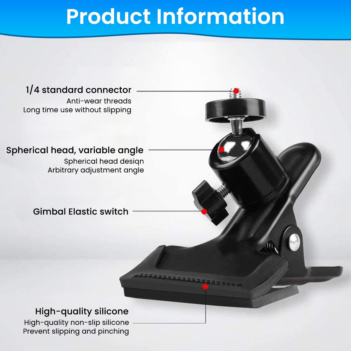 HASTHIP Guitar Phone Holder for Headstock and Desk with 360° Rotation | Strong Clamp Mount