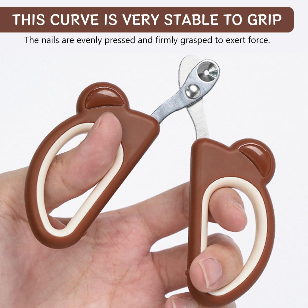 HASTHIP® Cat Nail Cutter for Persian Cat, Cute Cat Clipper Bear Design Nail Cutter for Cat, Stainless Steel Brown Cat Nail Trimmer PP Handle Cat Nail Clipper Pet Nail Cutter for Small Pets