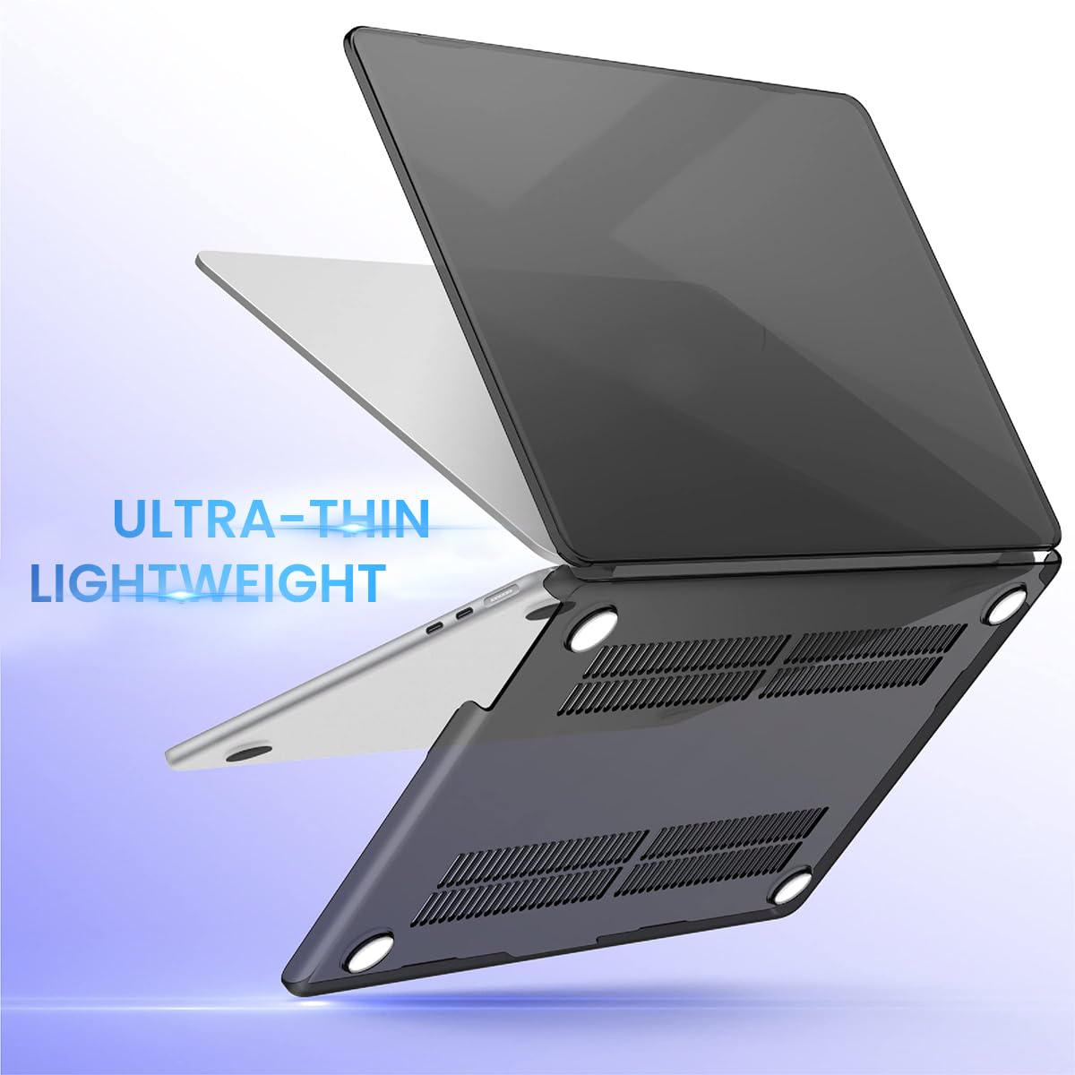 HASTHIP MacBook Air 13.6 Inch Cover for M4 M3 M2 | Snap-On 2-Piece Clear Hard Shell Case Black