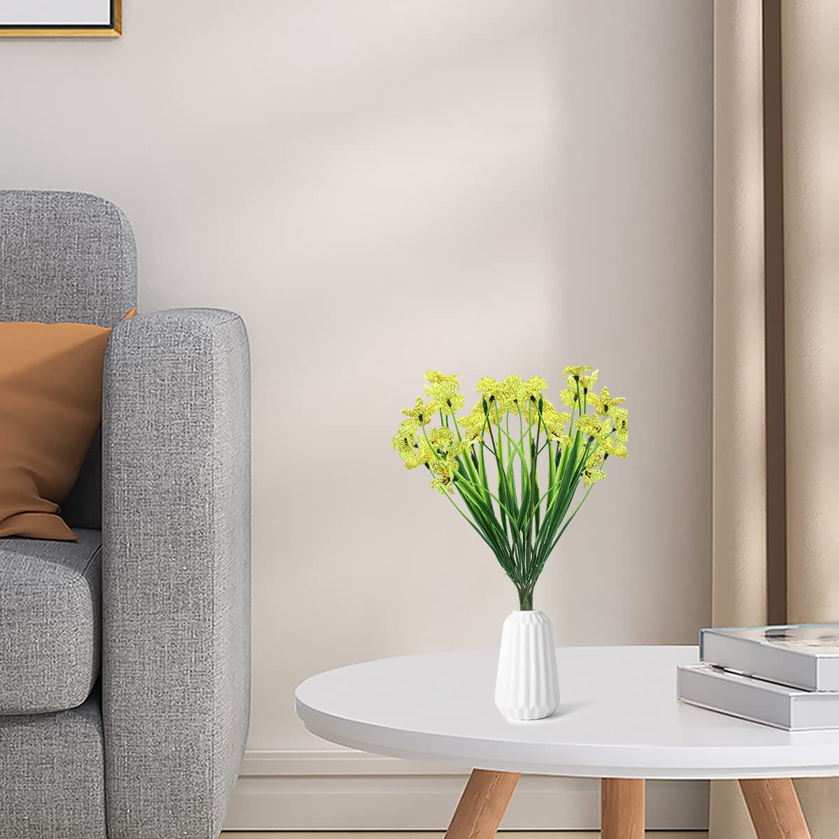 HASTHIP Artificial Flowers for Home Decor featuring 2 Pack Yellow Stems | Festival Table Decoration