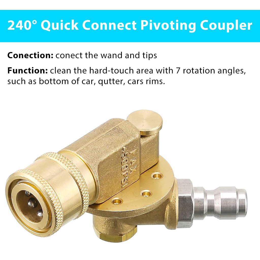 HASTHIP Pressure Washer Accessories Kit with 1/4 Inch Quick Connect Copper Nozzles | 4 Spray Tips for Multi Angle Cleaning