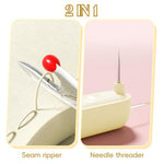 HASTHIP 2 in 1 Needle Threader for Hand Sewing and Embroidery featuring Dual Head Design | Retractable ABS Tool in Beige