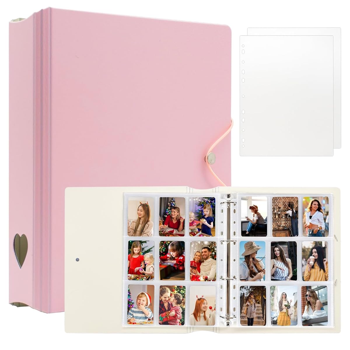 HASTHIP® A4 Kpop Photocard Binder with 25 Pages 9 Pocket, Large Photo Album Book for 2x3 Inch Cards, Fujifilm Instax Mini & Polaroid Photo Holder, DIY Memory Scrapbook Organizer