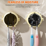 HASTHIP Wall Mounted Toothbrush Holder with Dual Slots and Flip Lid for Couples | No-Drill Adhesive Bathroom Organizer
