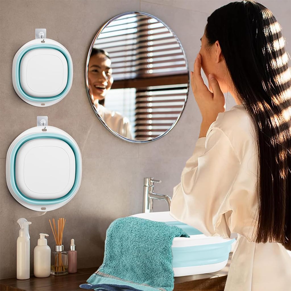 HASTHIP Silicone Collapsible Tub Bucket Set for Kitchen and Camping | 3Pcs Foldable Basin with Hanging Holes and PP TPU Material