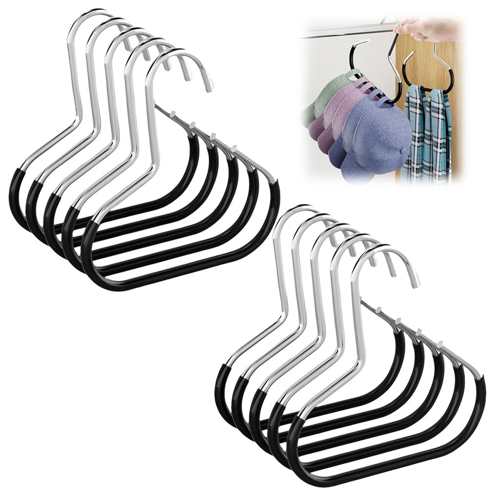 HASTHIP Wardrobe Hooks for Clothes and Hat Storage featuring Space Saving Metal Design | Set of 10