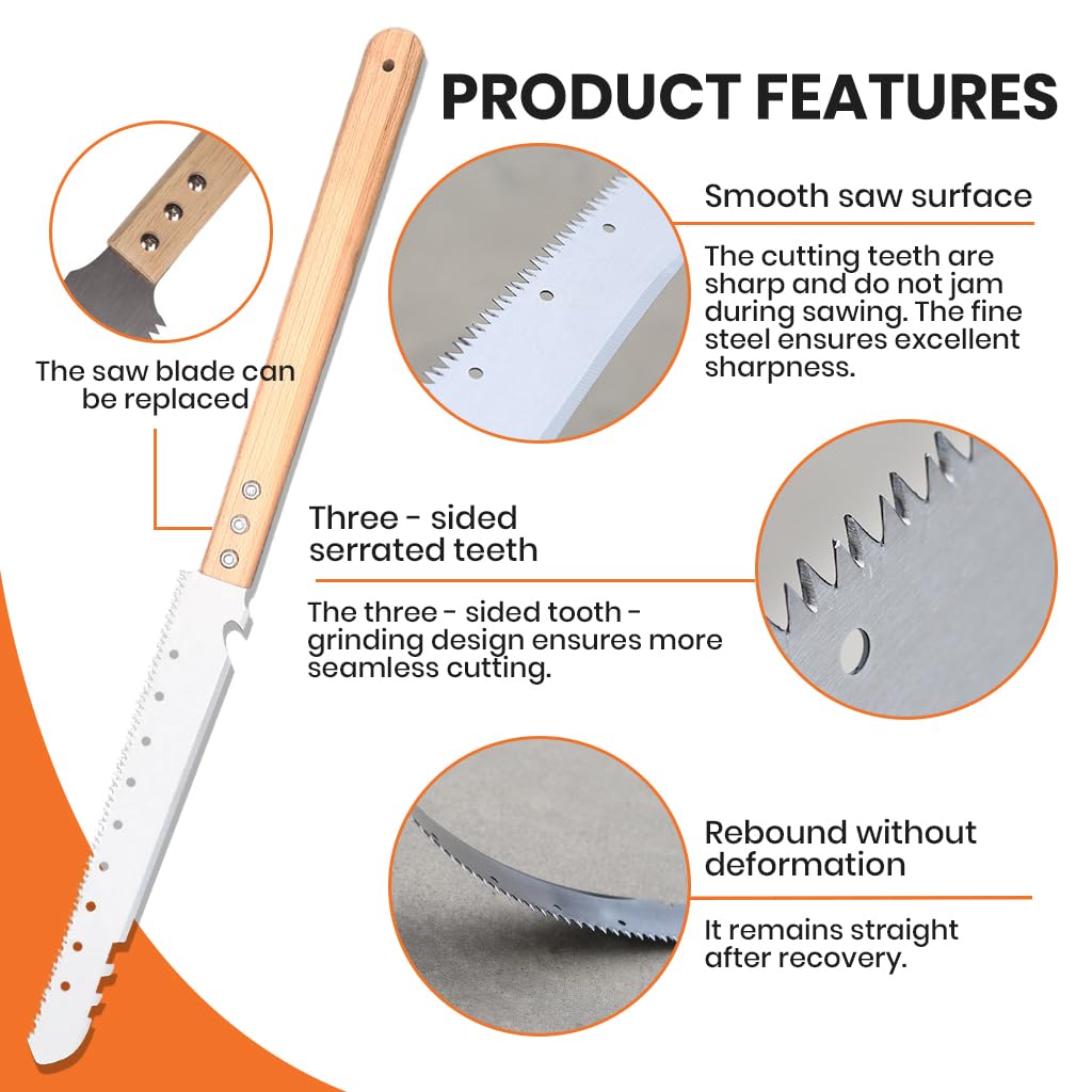 HASTHIP Hand Saw for Gardening with 77cm Double Sided Blade and Wooden Handle | Detachable Screw Fasteners
