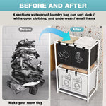 HASTHIP Laundry Basket for Clothes Sorting with Wheels and Metal Frame 57x28x97cm | 4 Compartment Double Layer Non Woven Fabric Freestanding Hamper