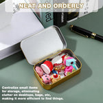HASTHIP Small Tin Boxes for Crafts and Spices with Secure Lids 4Pcs 9.5x6x2.2cm | Gold Aluminium Storage Containers