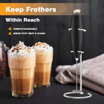 HASTHIP Handheld Milk Frother Holder for Table with Dual Ring Support and Stainless Steel Frame