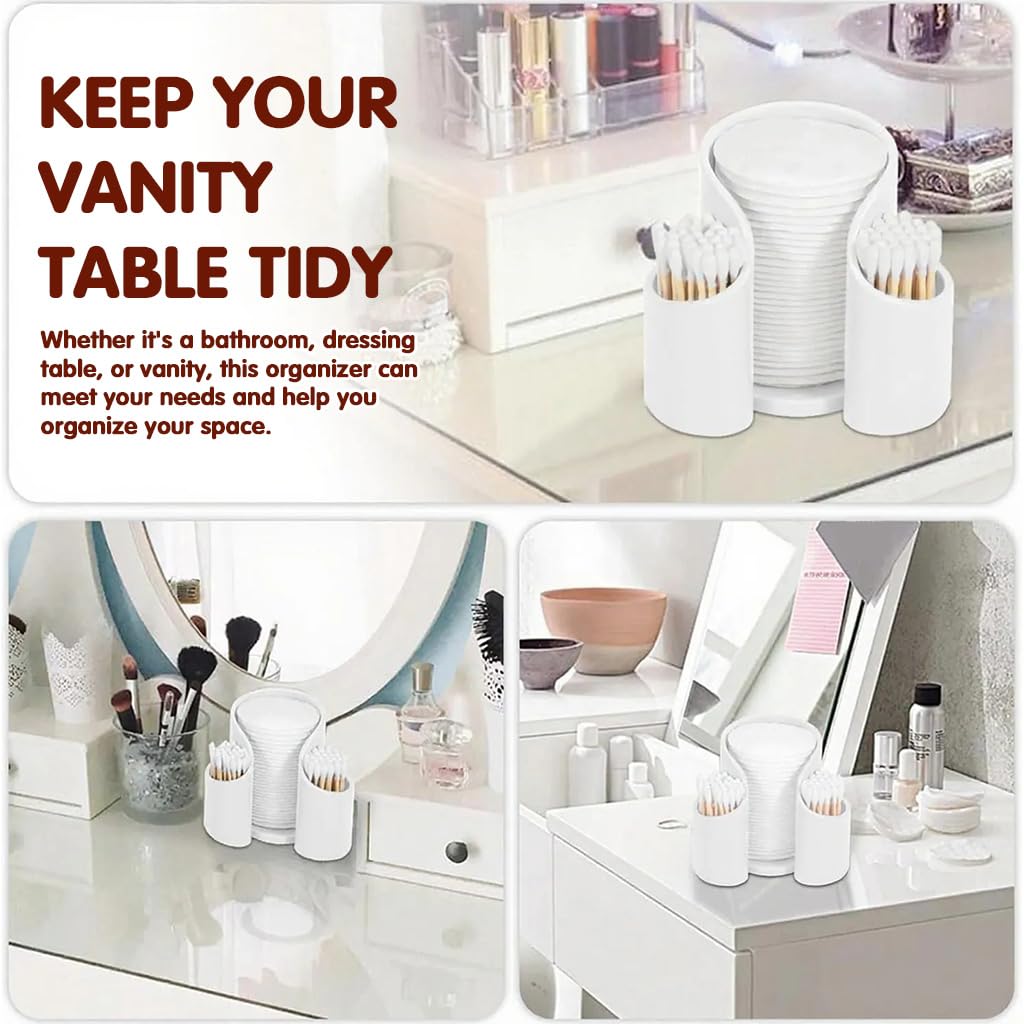 HASTHIP Makeup Pads Cotton Swabs Organizer for Vanity with Dual Storage Compartments | Easy Access Beauty Essentials Holder