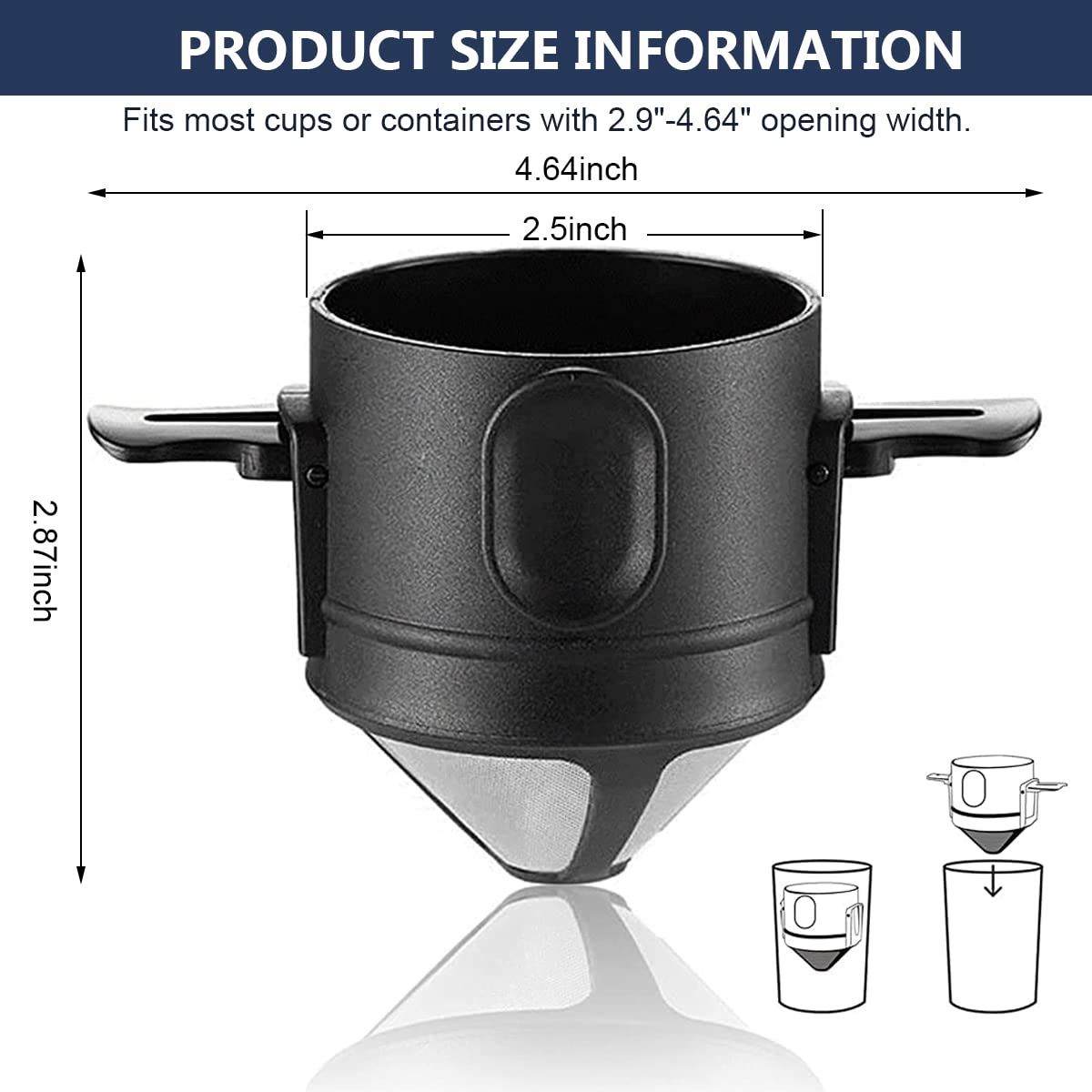 HASTHIP Filter Coffee Maker with Double Mesh Bottom Cup Paperless 2 PCS | Stainless Steel Dripper