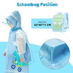 HASTHIP® Poncho de Lluvia con Capucha para Niños,Chubasquero Impermeable EVA Reutilizable con Cobertura para Mochila Escolar,Diseño de Dinosaurio Ligero Portátil Adecuado Altura 10