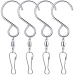 HASTHIP® 4Pcs S Hooks for Home Decor Stainless Steel S Hooks with Swivel Loop Buckles 360 Degree Rotation HooksCeiling Hangingfor Hanging Planter, Wind Chime Decorations, Flower Pots