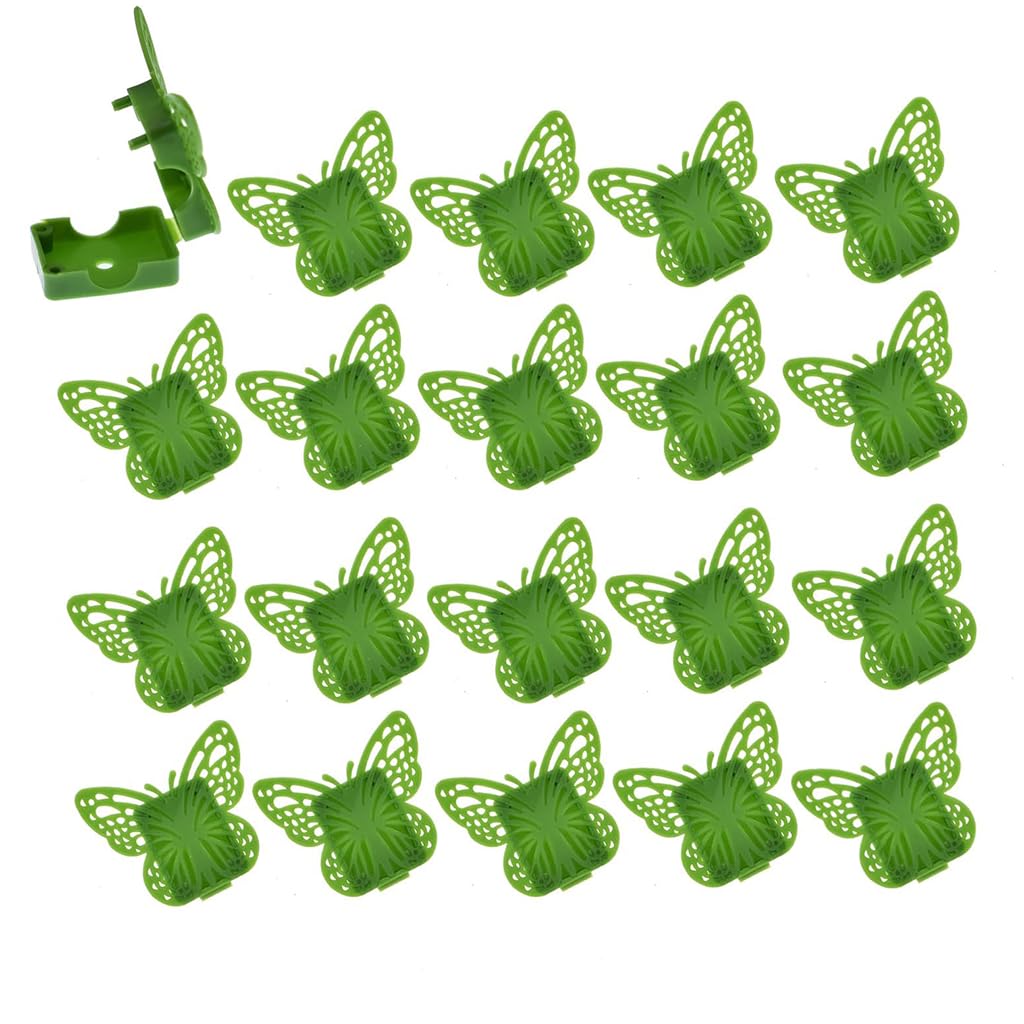 HASTHIP Plant Clips for Climbers with Snap-On Butterfly Design 20Pcs Reusable Support | Green Garden Use