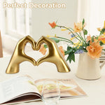 HASTHIP Love Hands Statue for Home Decor with Golden Resin Finish 13.8x7.8cm | Romantic Gift