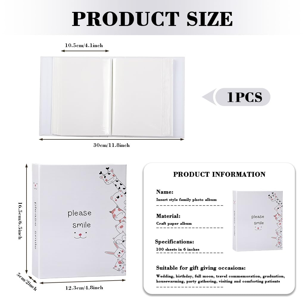 HASTHIP Photo Album for Baby Memories with Cartoon Hardcover and 100 4x6 Photo Slots