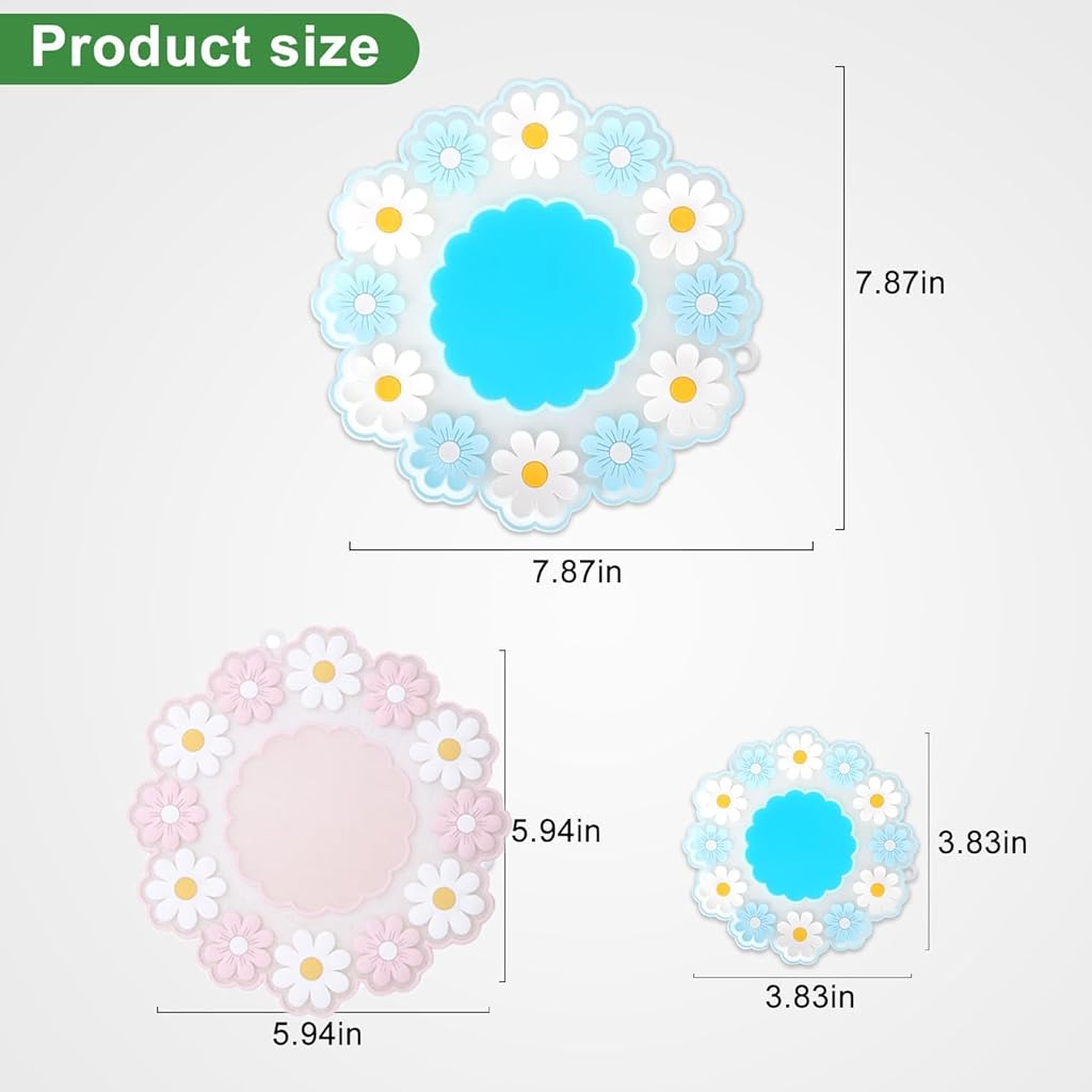 HASTHIP® 3-Piece Floral Round Placemats Set, Heat Resistant Non-Slip Waterproof PVC Table Mats for Dining Table Kitchen Decor, Washable Coasters 10/15/20cm