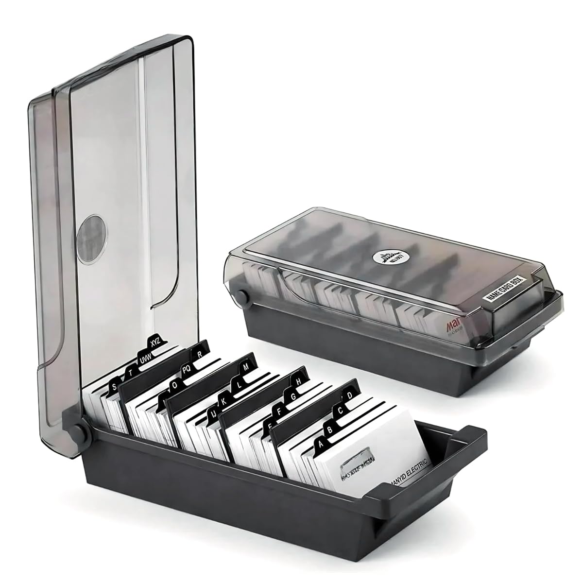 HASTHIP® Caja Organizadora de Tarjetas de Presentación Gran Capacidad con 5 Compartimentos y 20 Índices A-Z,Tarjetero Profesional con Diseño Elegante y Bloqueo RFID,Soporte para 500+