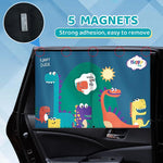 HASTHIP® Cartoon Dinosaur Family Print Magnetic Window Sun Shades for Car Double Layer UV Protection Privacy