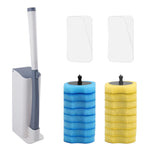 HASTHIP Toilet Cleaner Brush Set with 17.7 in Ergonomic Handle and 16 Disposable Sponge Heads | Includes Holder for Hygienic Bathroom Cleaning