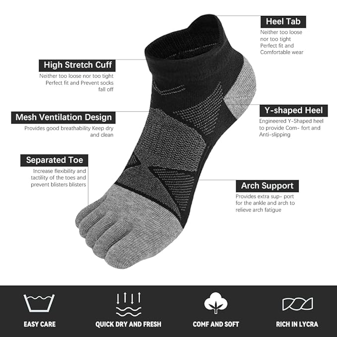 HASTHIP® Toe Socks No Show (3Pairs)