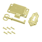 HASTHIP® Vintage Cabinet Lock and Key Set, Antique Style Drawer Lock Kit for Wooden Furniture, Retro Cupboard Desk Chest Replacement Hardware with Screw Set-Golden