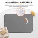 HASTHIP Bath Mat for Bathroom Safety with Clear Double Sided Anti Skid 15.75x11.8 in Grey | Quick Dry Diatomaceous Earth Surface