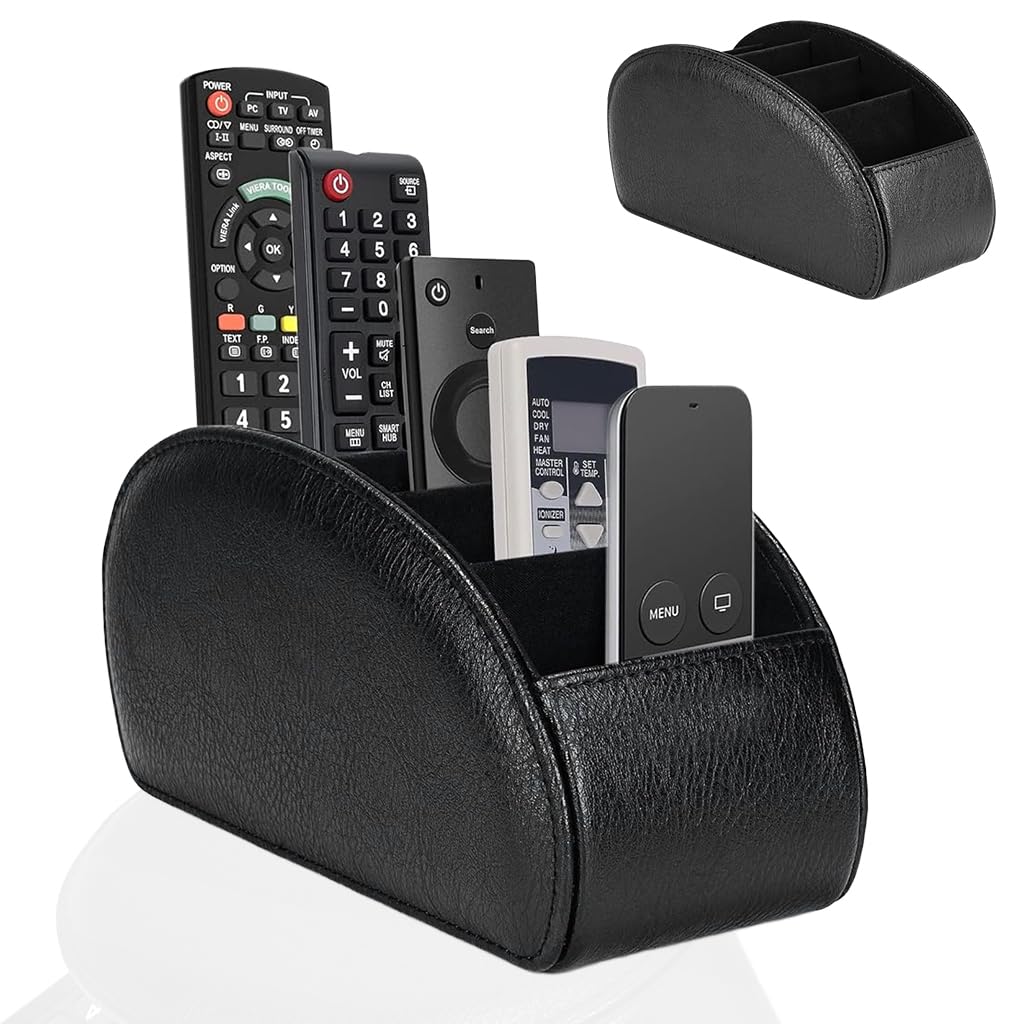 HASTHIP Desk Organizer for Living Room and Office featuring Open 5 Compartment PU Leather Design