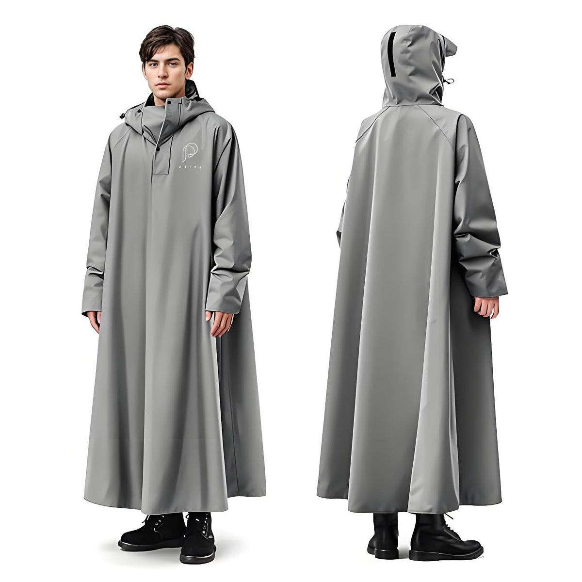HASTHIP® Impermeable Largo para Mujer,Chubasquero con Capucha y Visera Ancha,Ligero y Reutilizable Abrigo Impermeable para Lluvia Senderismo Viaje Moto Protección Completa Contra el