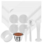 HASTHIP® Reusable Stainless Steel Coffee Capsule Pod Set with 100 Foil Lids, Coffee Tamper, PP Dosing Ring, Compatible Espresso Machine Accessories for Sustainable Brewing