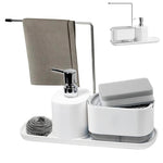 HASTHIP 4 in 1 Soap Dispenser for Kitchen Sink with Organizer and Sponge | Compact White Design
